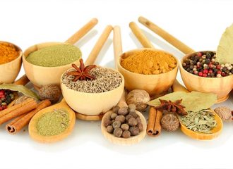 Indian masala - turmeric, coriander powder, bay leaves, black pepper, cinnamon stick, nutmeg, cumin and star whole
